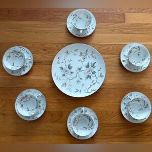 Noritake China Chatham Pattern 1 Large Dish with 6 cups & saucers